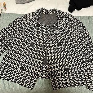 Diane Von Furstenberg Black and White Pea Coat
